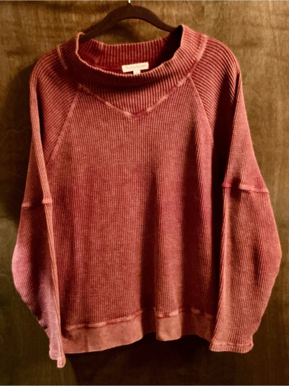 NorthStyle Waffle-Knit Scoop Sweatshirt - Rose